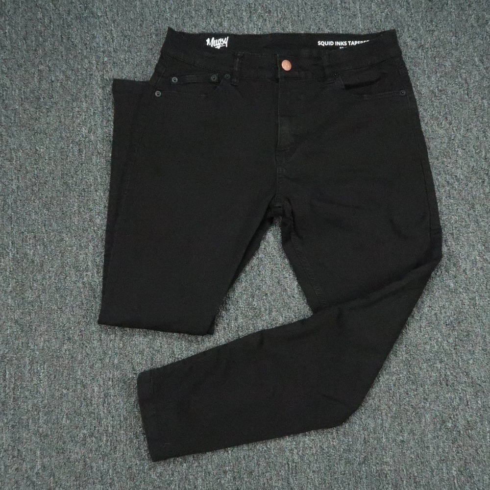 Mugsy Jeans Mens 33x28 Black Squid Inks 5 Pocket Stretch Preppy